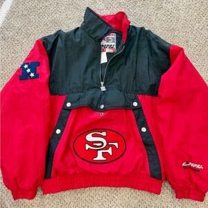 NFL 49ers Vintage Red and Black  Puffer Jacket Mens Large